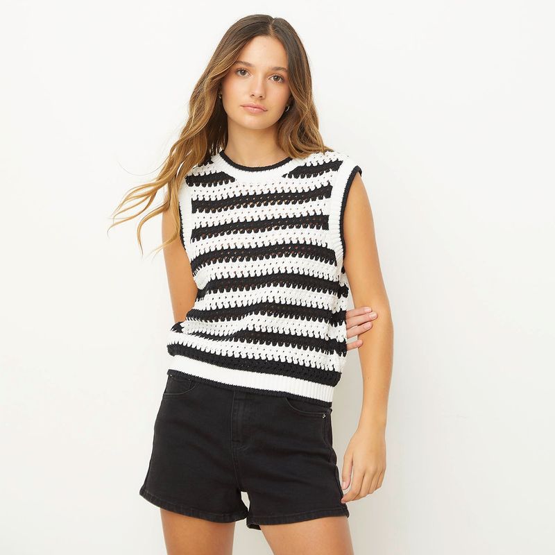 SYBILLA - Blusa Mujer Tejido Sin mangas de Algodón Sybilla