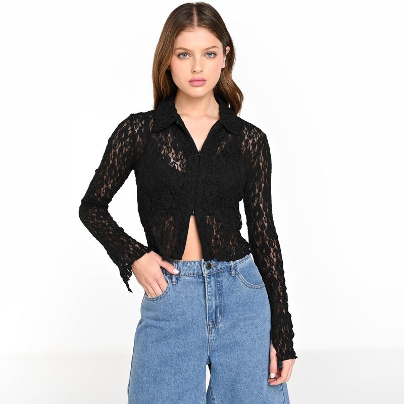 SYBILLA - Blusa Mujer Con transparencia Manga larga Sybilla