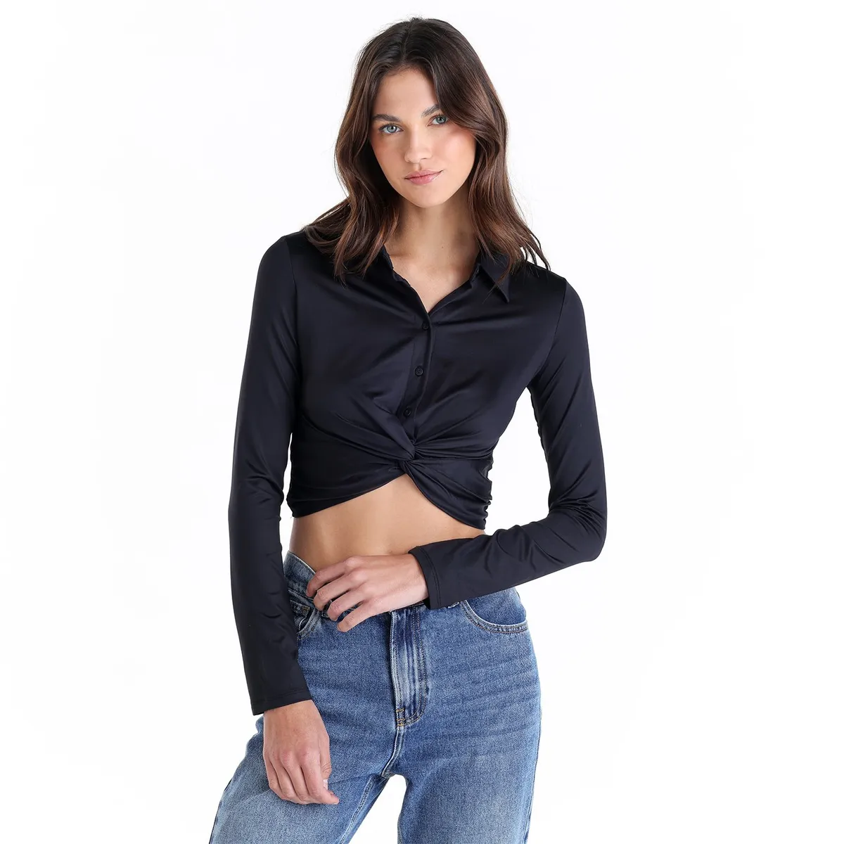 SYBILLA - Crop top Mujer Manga larga Sybilla