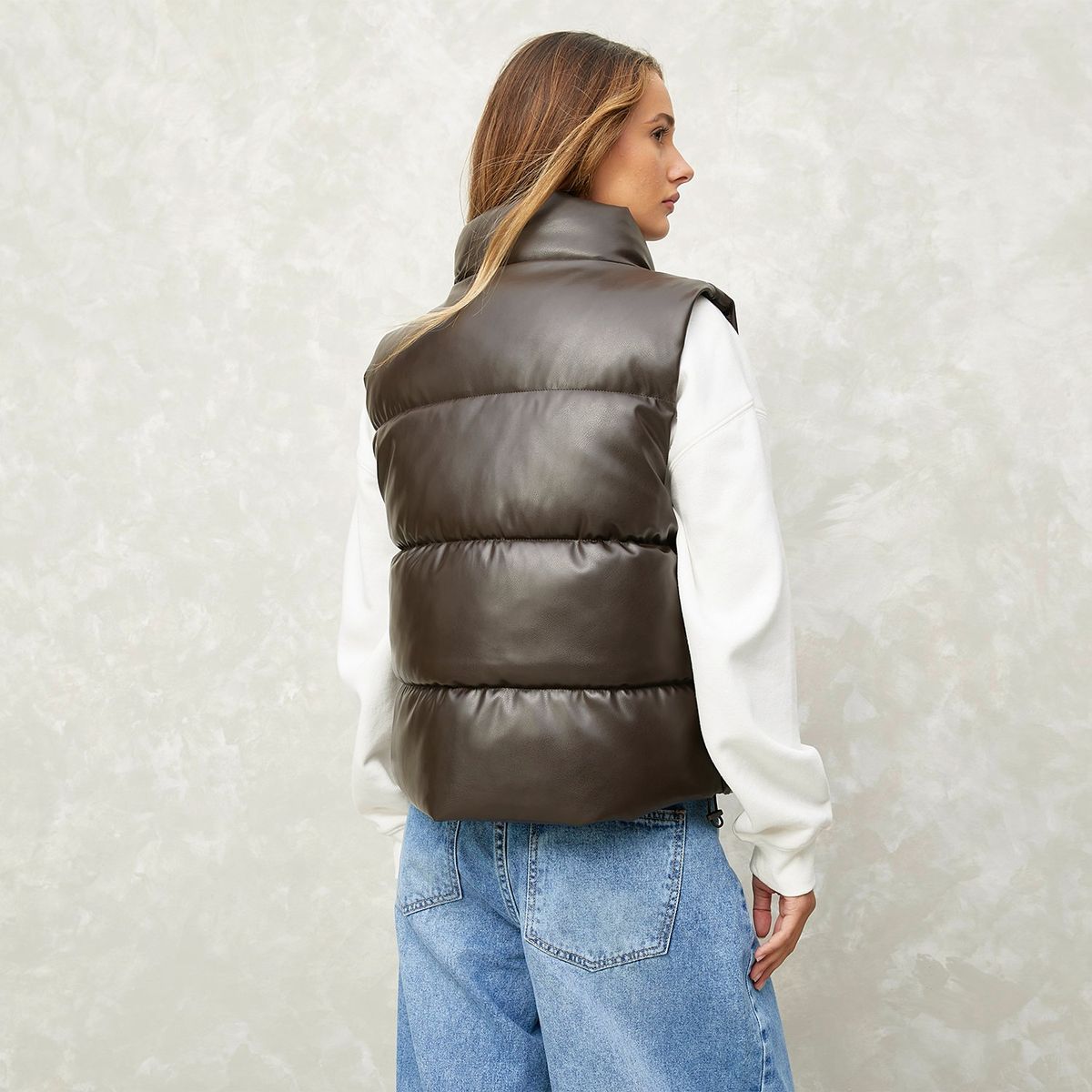 SYBILLA - Chaleco Mujer Efecto cuero Sybilla