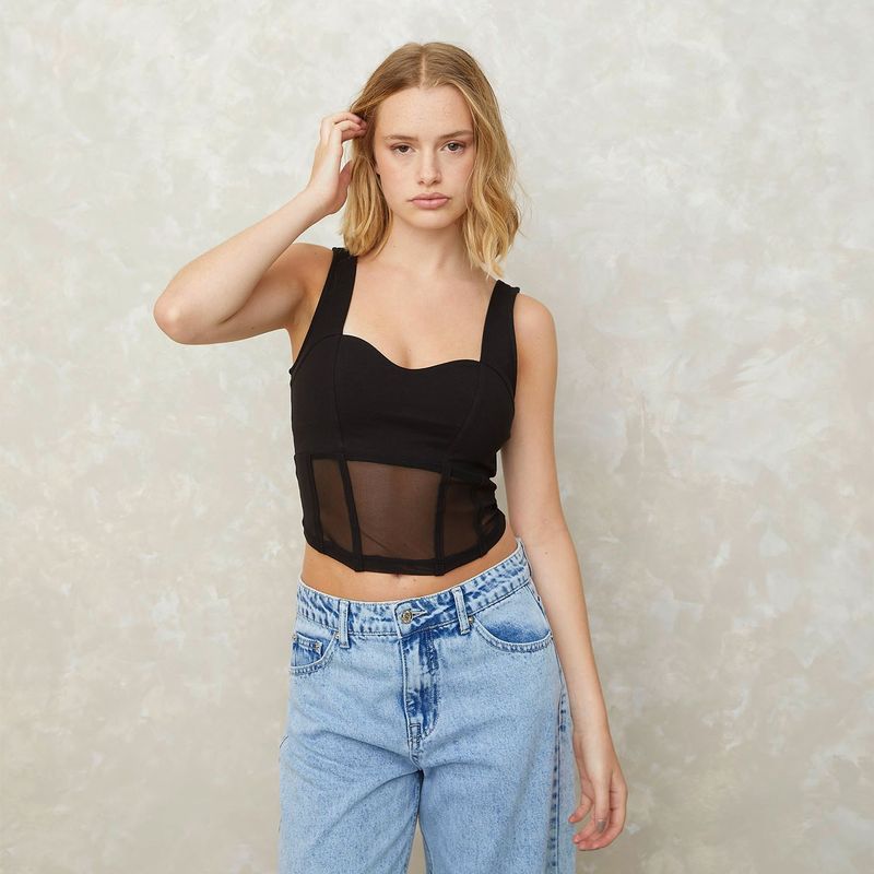 SYBILLA - Top esqueleto Mujer Con transparencia Sin mangas de Algodón Sybilla