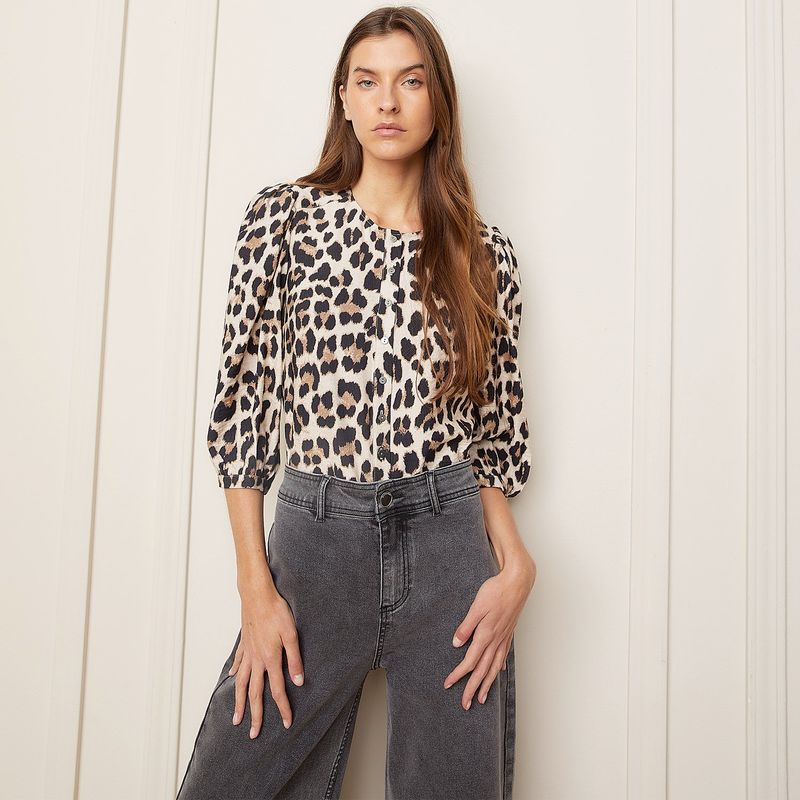 BASEMENT - Blusa Mujer Animal print Manga 3/4 Basement