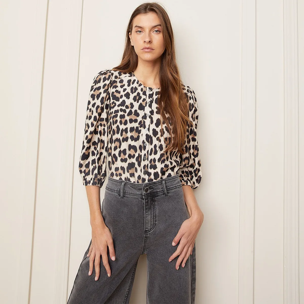 BASEMENT - Blusa Mujer Animal print Manga 3/4 Basement