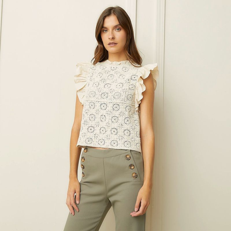 BASEMENT - Blusa Mujer Tejido Sin mangas de Algodón Basement
