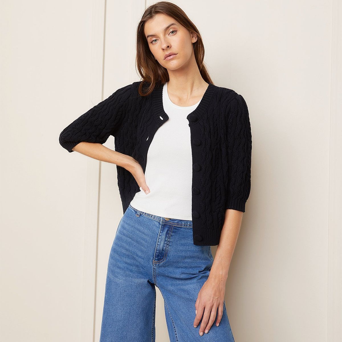 BASEMENT - Cardigan Mujer Tejido de Algodón Basement