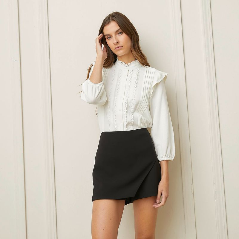 BASEMENT - Blusa Mujer con Bordado Manga 3/4 Basement