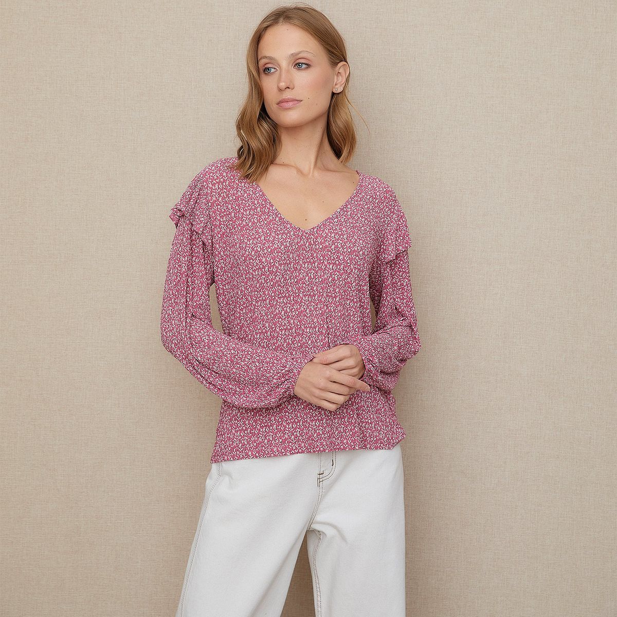 UNIVERSITY CLUB - Blusa Mujer con Estampado Manga larga globo University Club