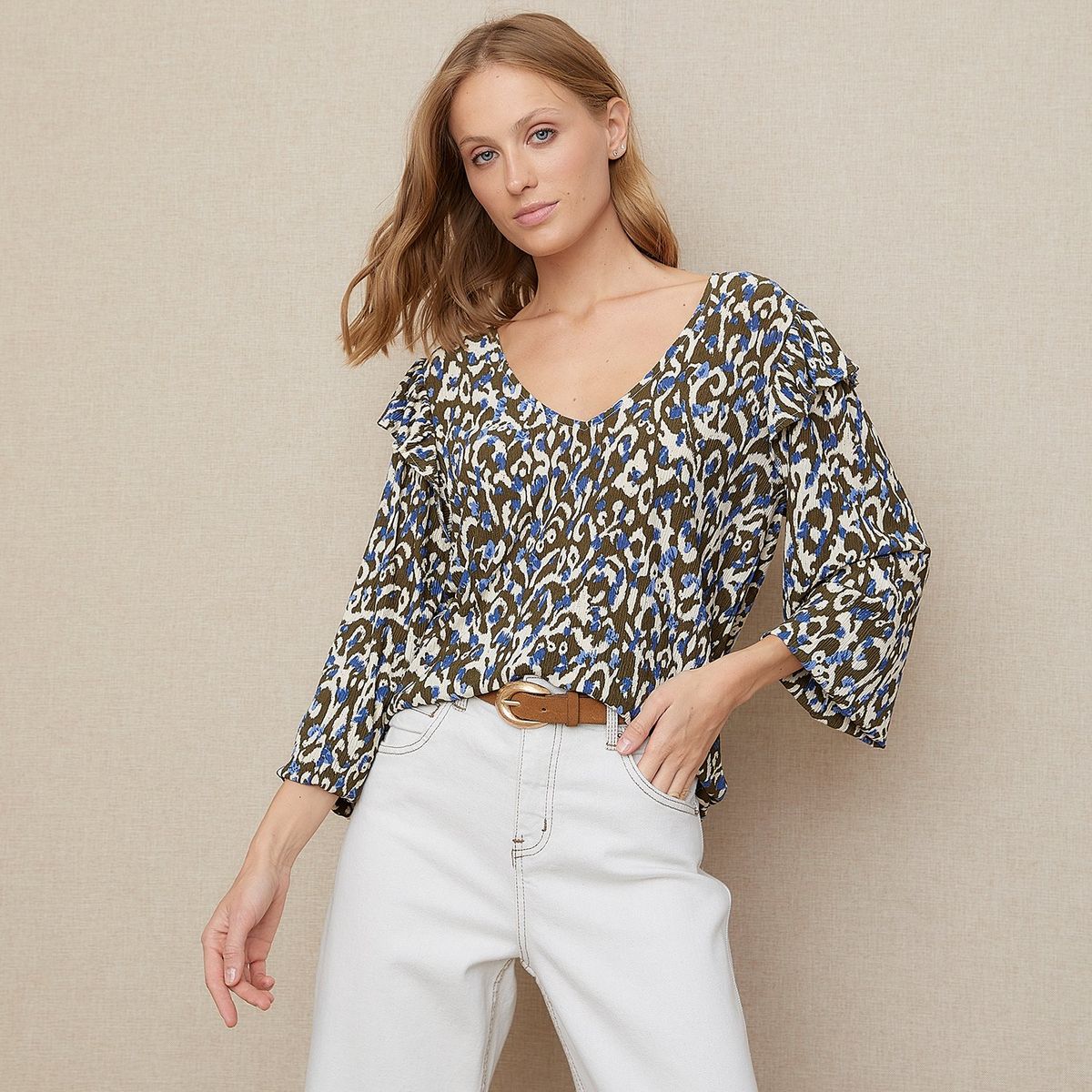 UNIVERSITY CLUB - Blusa Mujer con Estampado Manga larga globo University Club