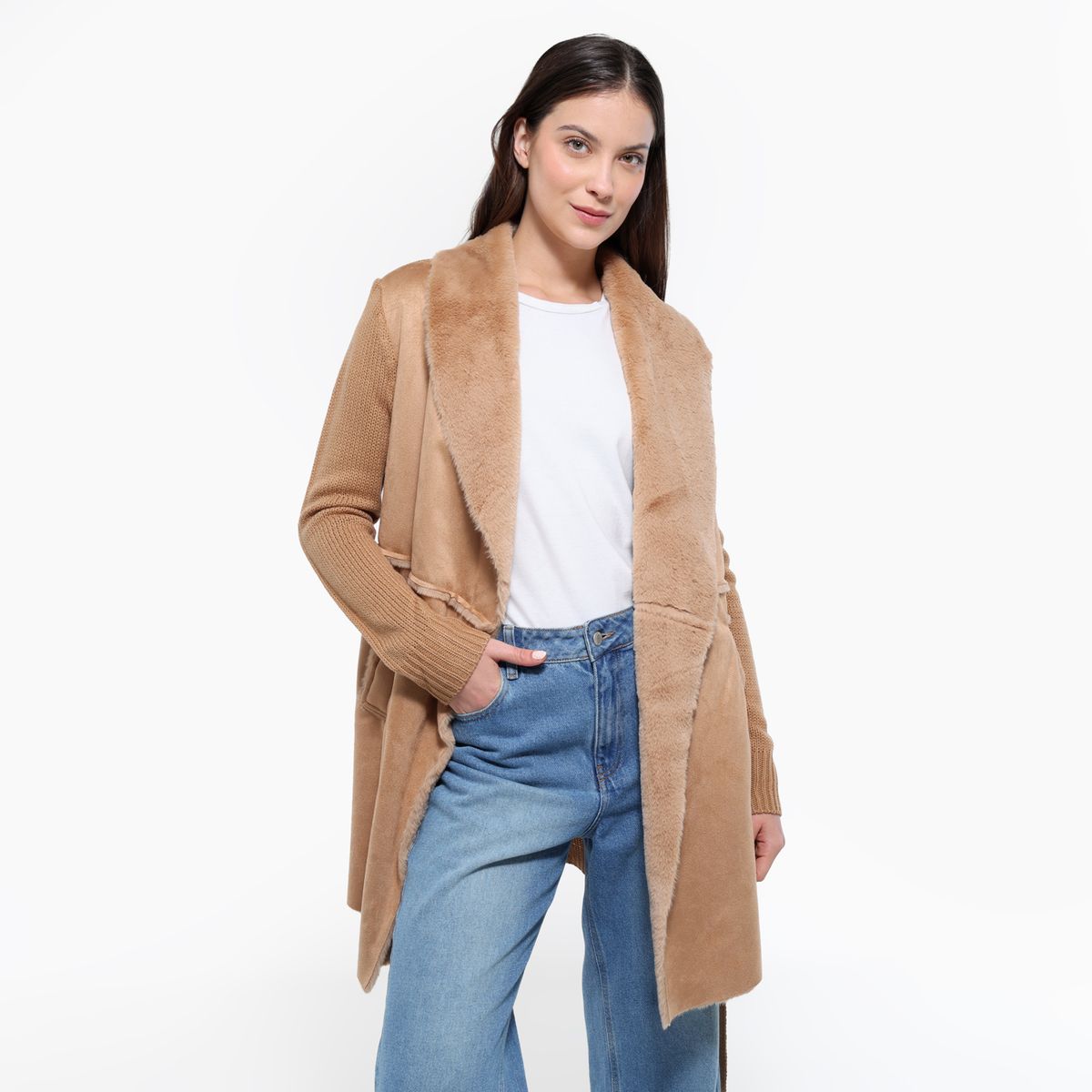 UNIVERSITY CLUB - Abrigo Mujer Efecto pelo University club