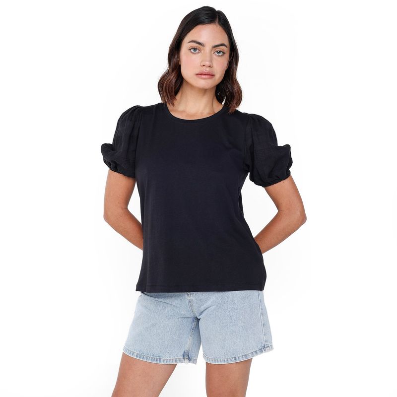 UNIVERSITY CLUB - Blusa Mujer Manga corta globo de Algodón University Club