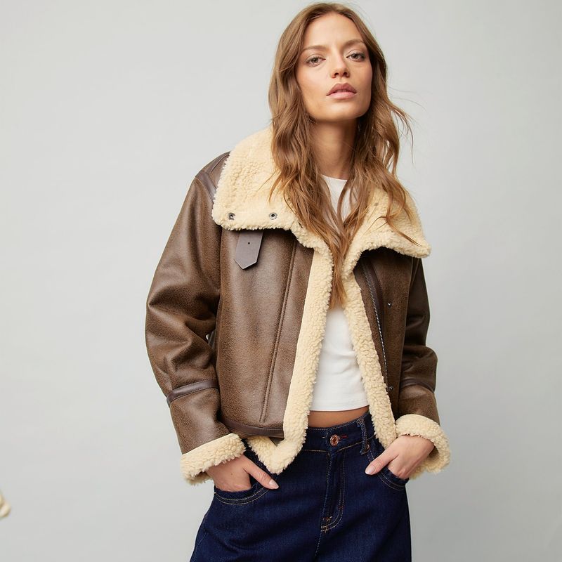 DENIMLAB - Chaqueta Mujer Efecto cuero Denimlab