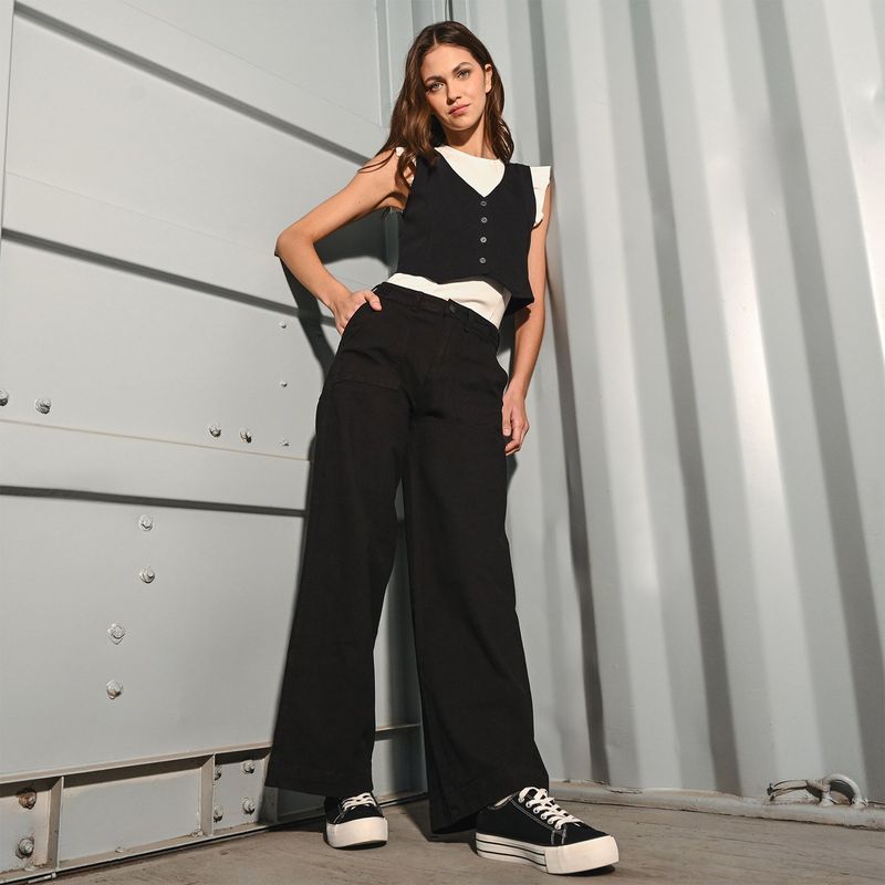 DENIMLAB - Pantalón Wide leg Mujer Tiro alto Denimlab