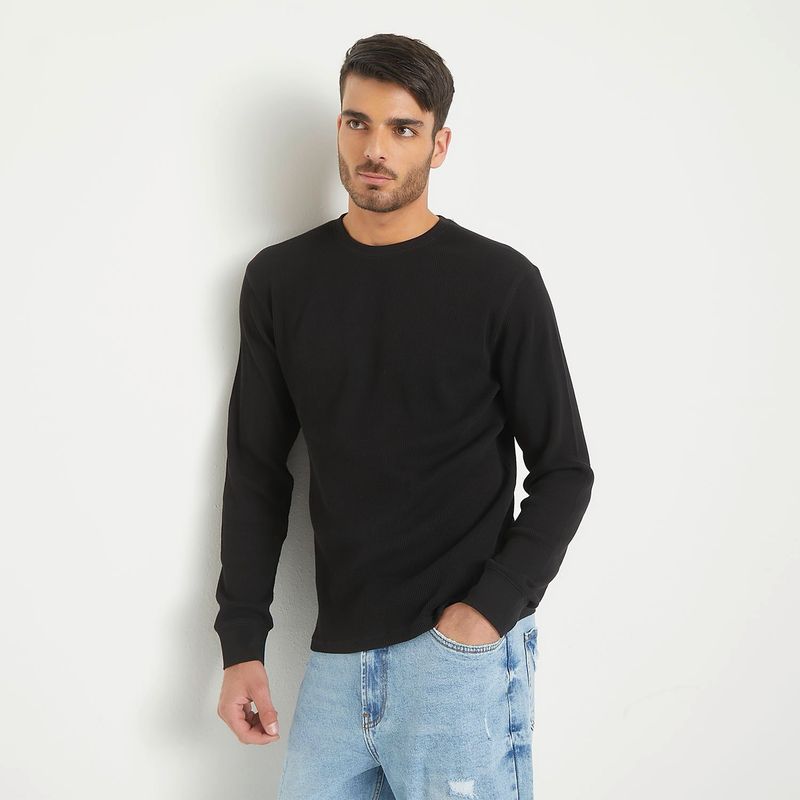 BASEMENT - Camiseta Hombre Manga larga de Algodón Basement