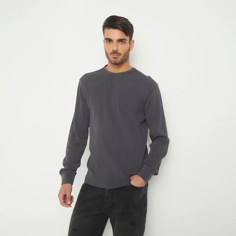 BASEMENT - Camiseta Hombre Manga larga de Algodón Basement