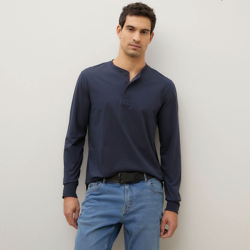 WOLF & HANK - Camiseta Hombre Manga larga Regular fit de Algodón WOLF&HANK
