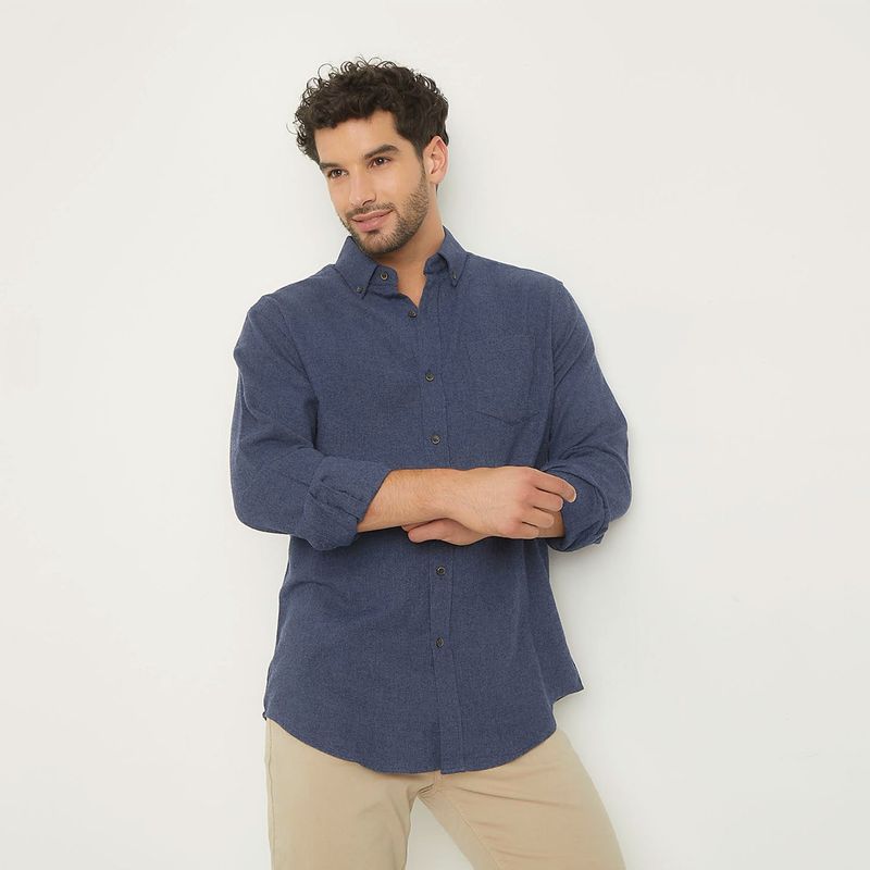 NEWPORT - Camisa Hombre de Cuadros Manga larga Recto de Algodón Newport