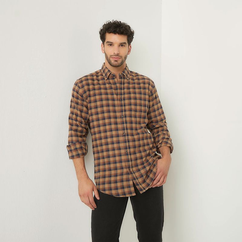 NEWPORT - Camisa Hombre de Cuadros Manga larga Recto de Algodón Newport