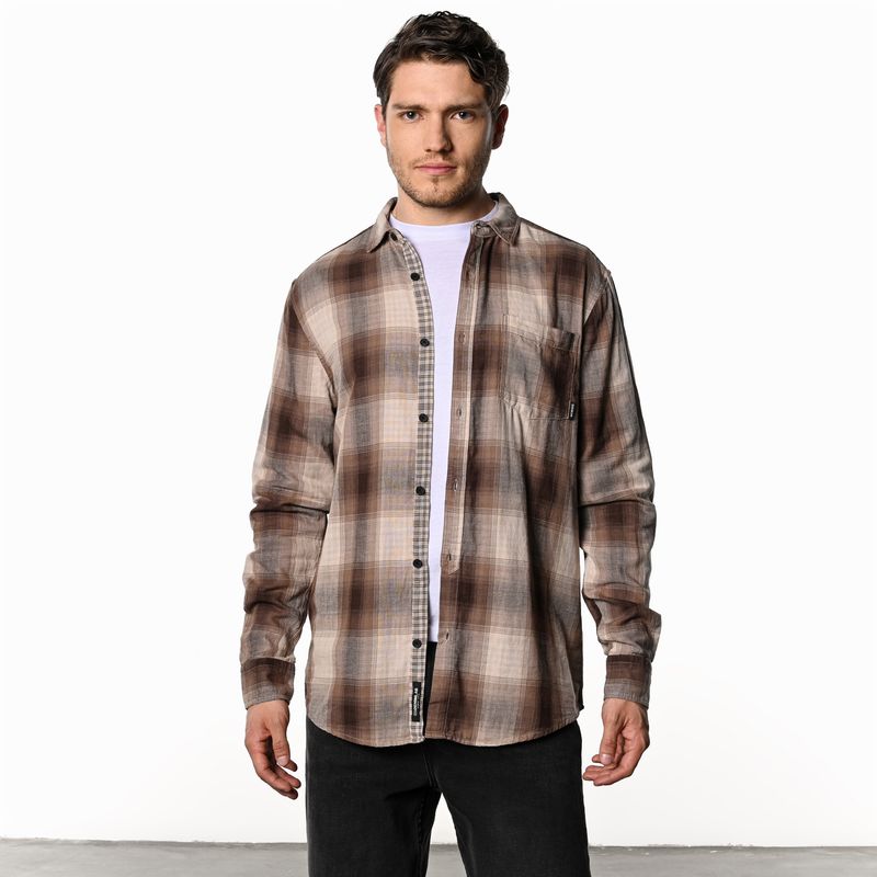 DENIMLAB - Camisa Hombre de Cuadros Manga larga Recto de Algodón Denimlab