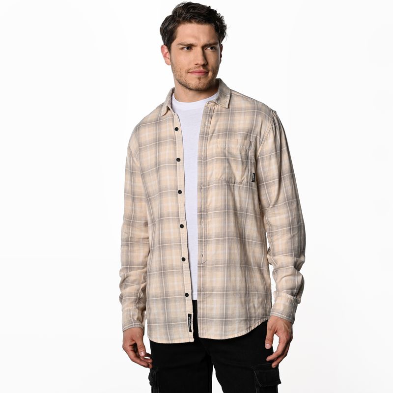 DENIMLAB - Camisa Hombre de Cuadros Manga larga Recto de Algodón Denimlab