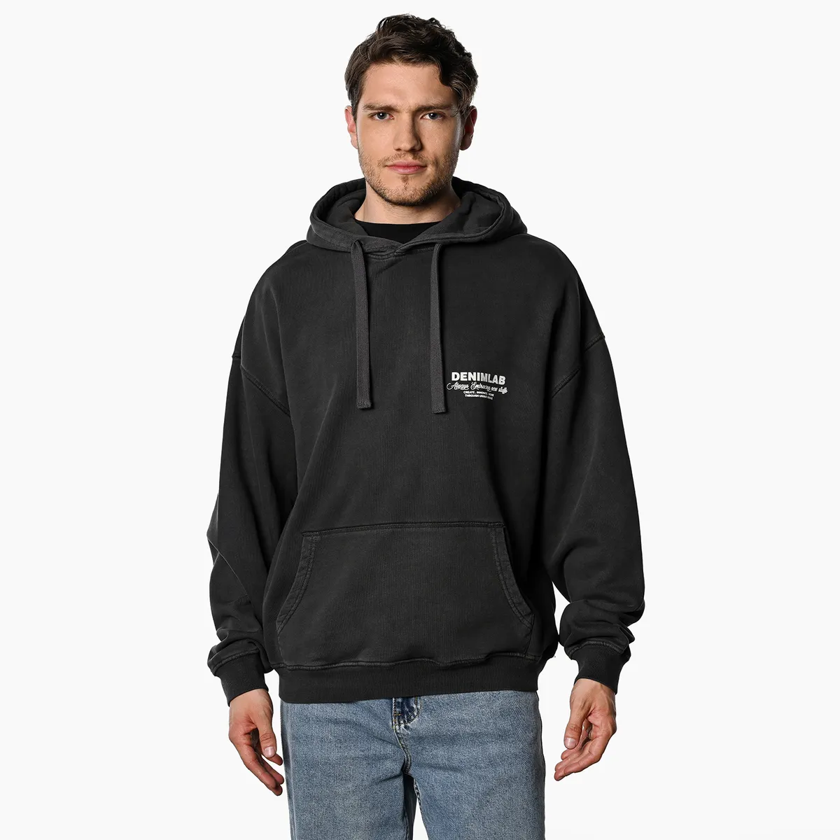 DENIMLAB - Hoodie Hombre con Estampado de Algodón Denimlab