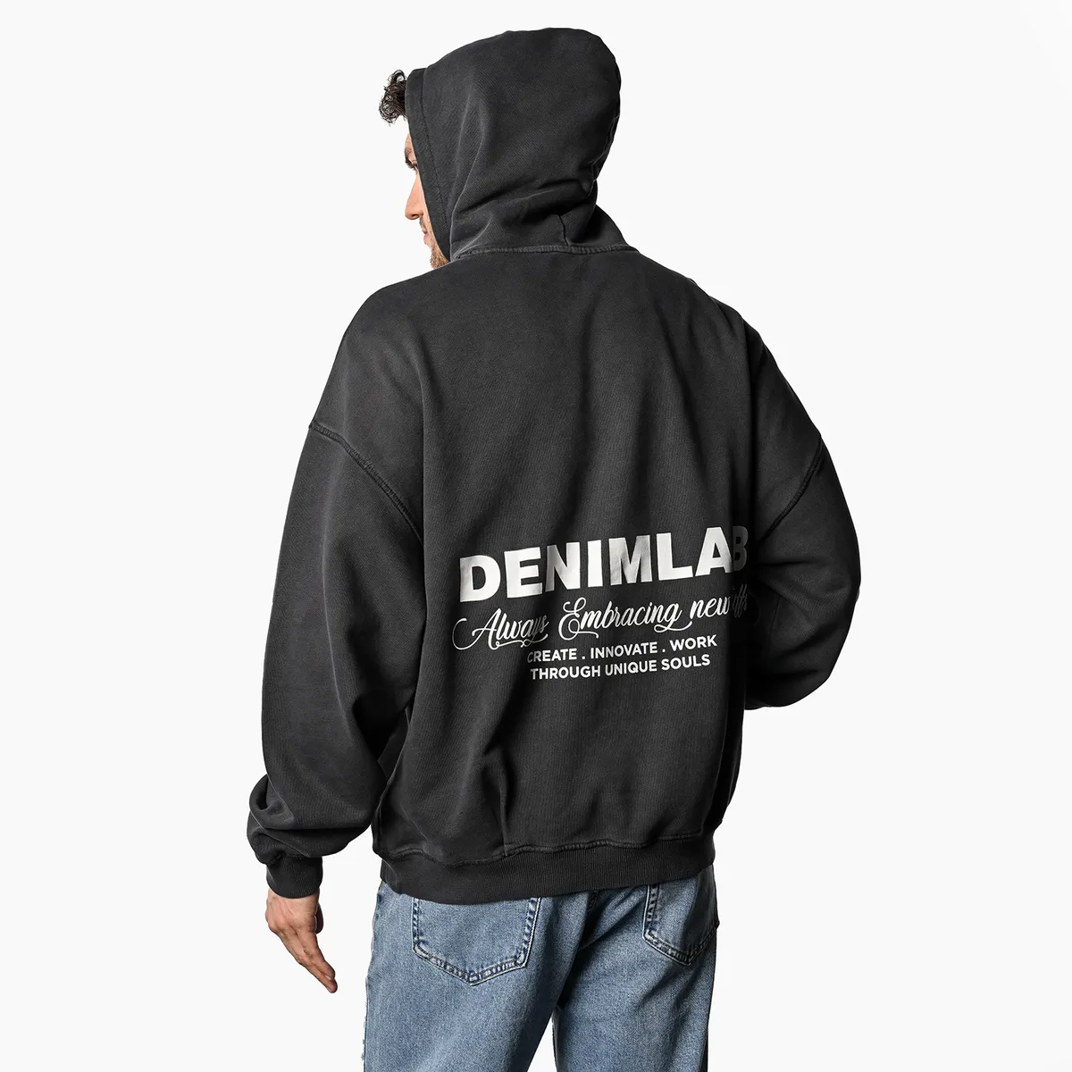 DENIMLAB - Hoodie Hombre con Estampado de Algodón Denimlab