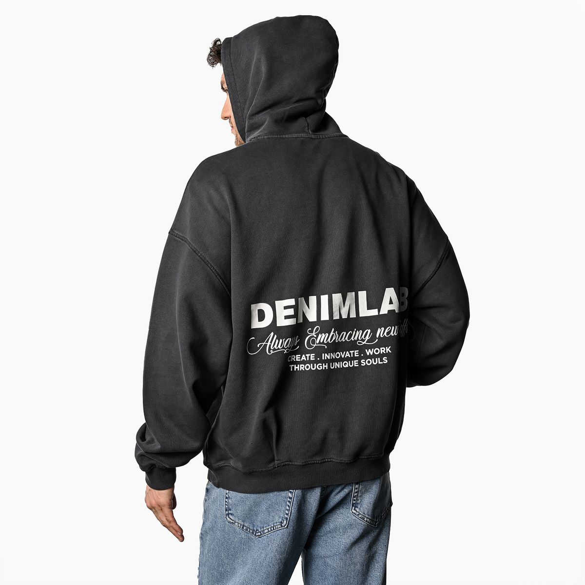 DENIMLAB - Hoodie Hombre con Estampado de Algodón Denimlab
