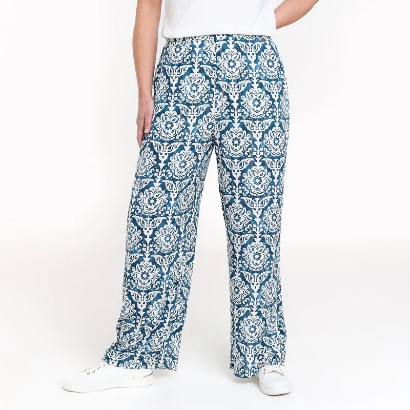 NEWPORT - Pantalón Palazzo Mujer Tiro alto con Estampado Newport