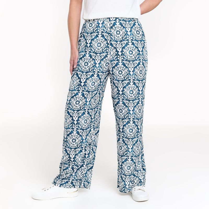 NEWPORT - Pantalón Palazzo Mujer Tiro alto con Estampado Newport