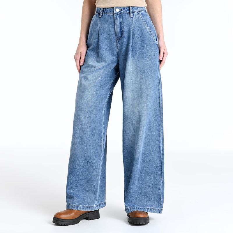 UNIVERSITY CLUB - Jean Wide leg Mujer Tiro medio University Club