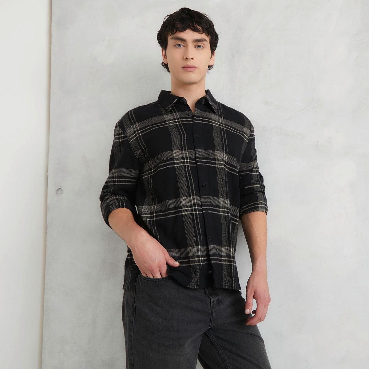 BEARCLIFF - Camisa Hombre Manga larga Recto Bearcliff