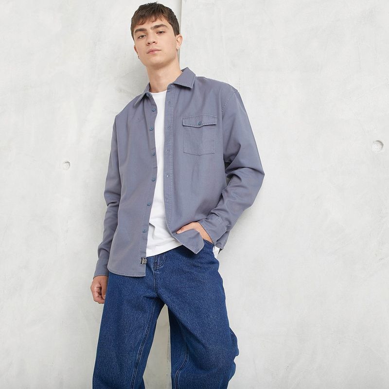 BEARCLIFF - Camisa Hombre Manga larga Recto Bearcliff