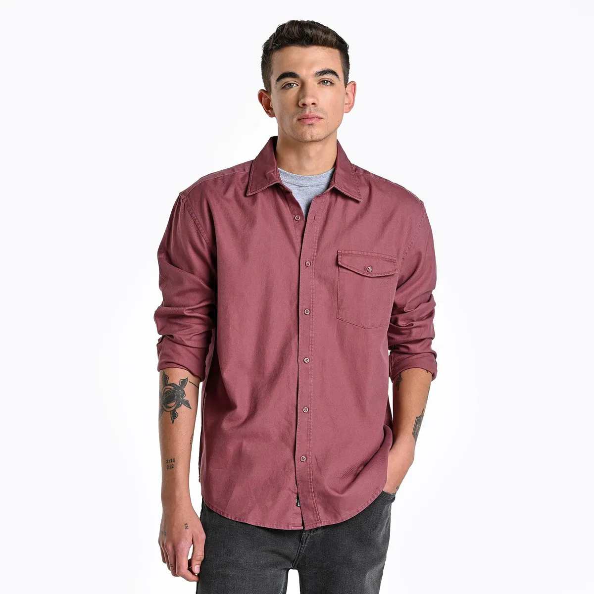 BEARCLIFF - Camisa Hombre Manga larga Recto Bearcliff