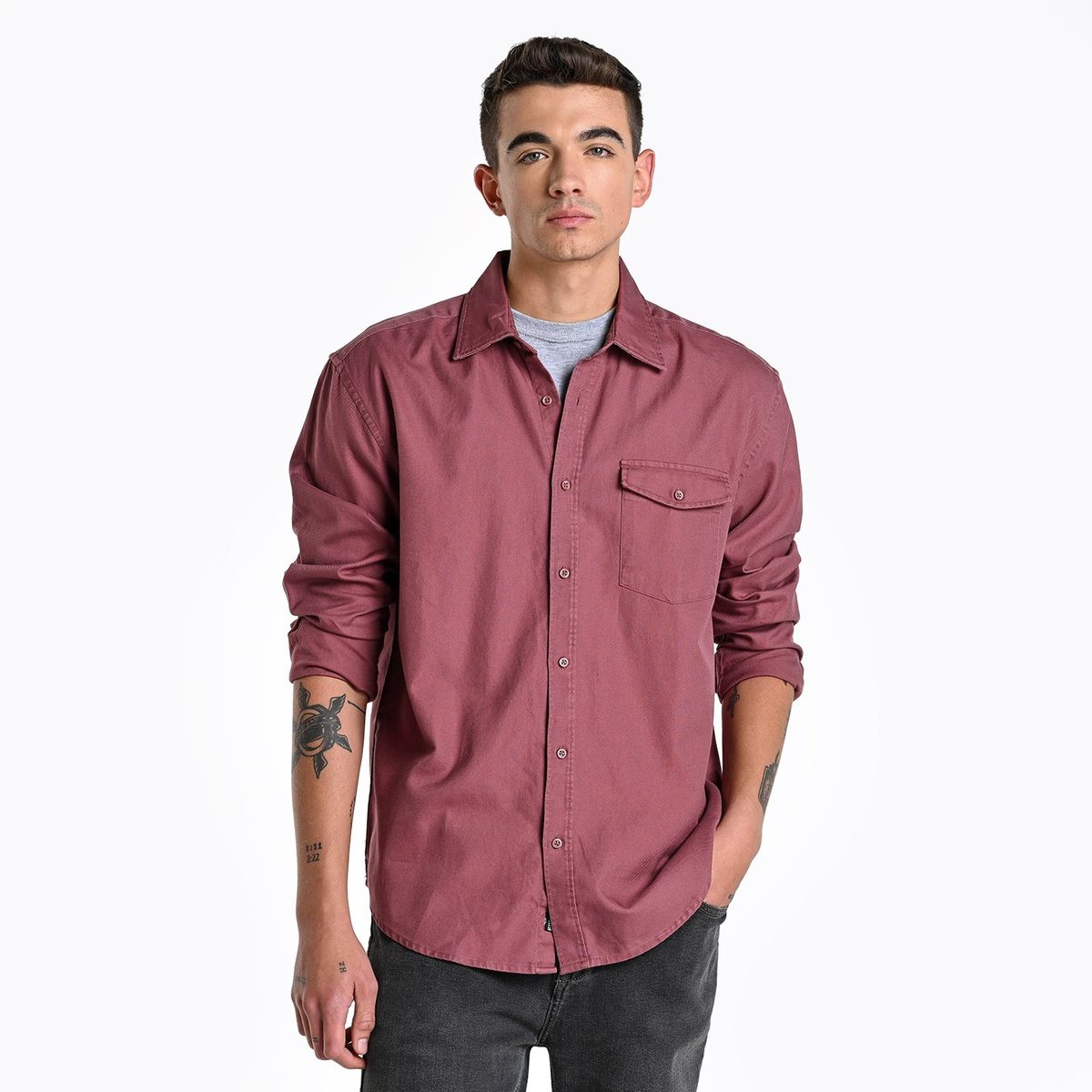 BEARCLIFF - Camisa Hombre Manga larga Recto Bearcliff