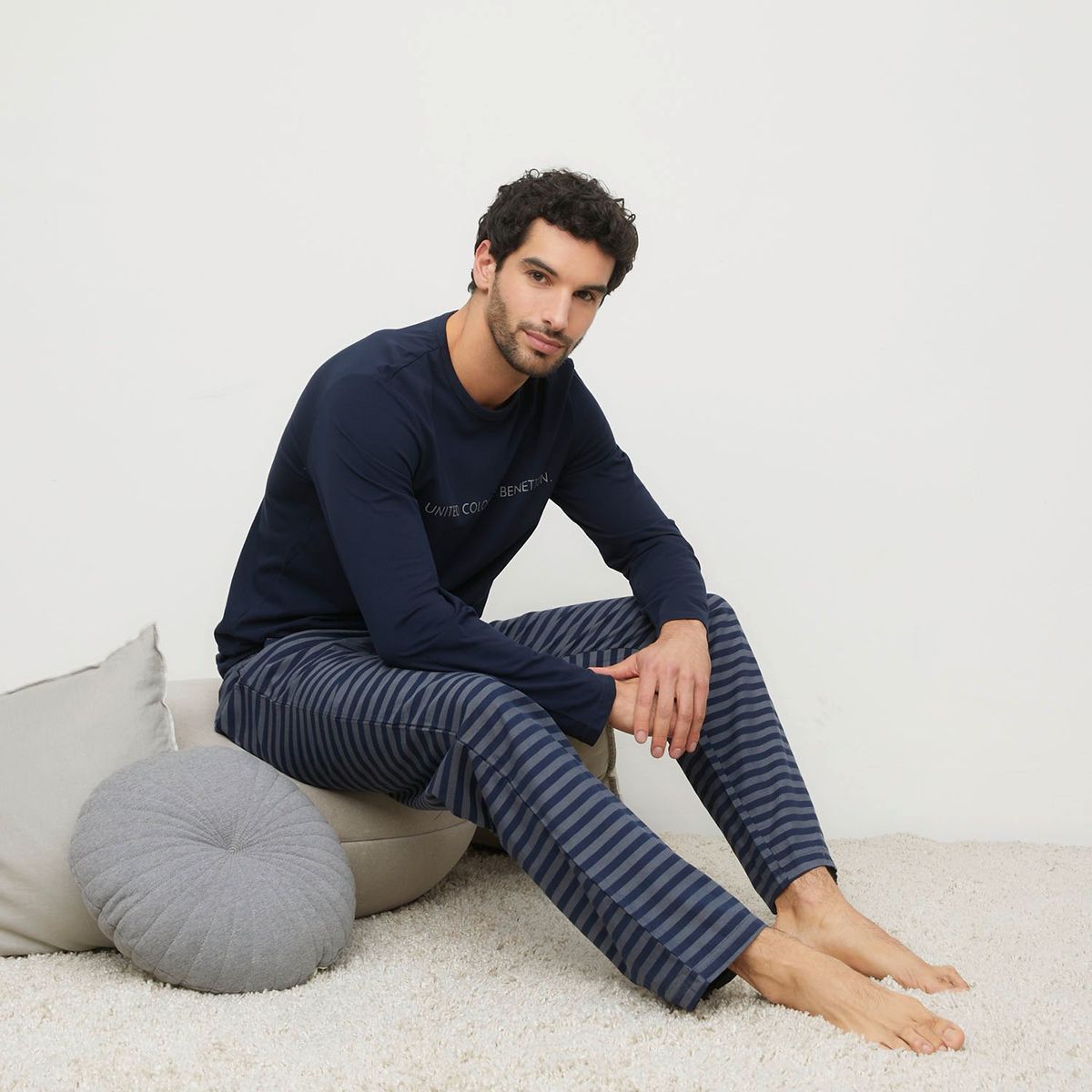 BENETTON - Pijama Hombre Largo Manga larga Con Logo de Algodón BENETTON