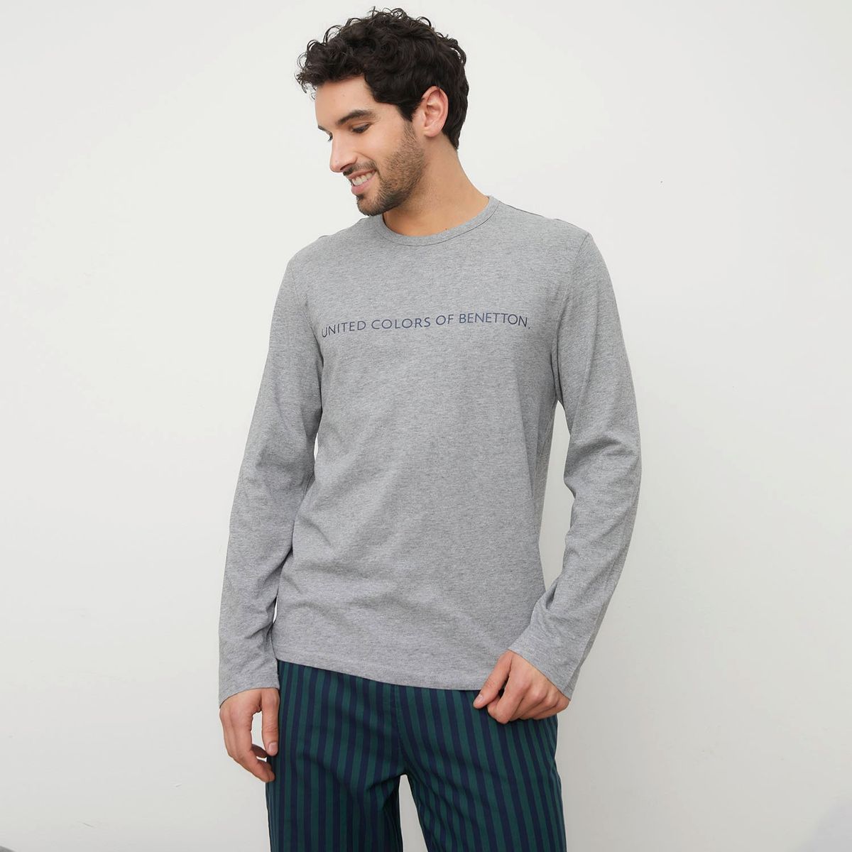 BENETTON - Pijama Hombre Largo Manga larga Con Logo de Algodón BENETTON