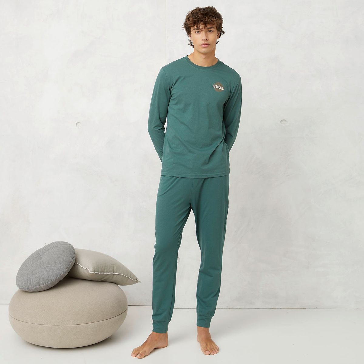 BEARCLIFF - Pijama Hombre Manga larga de Algodón Bearcliff