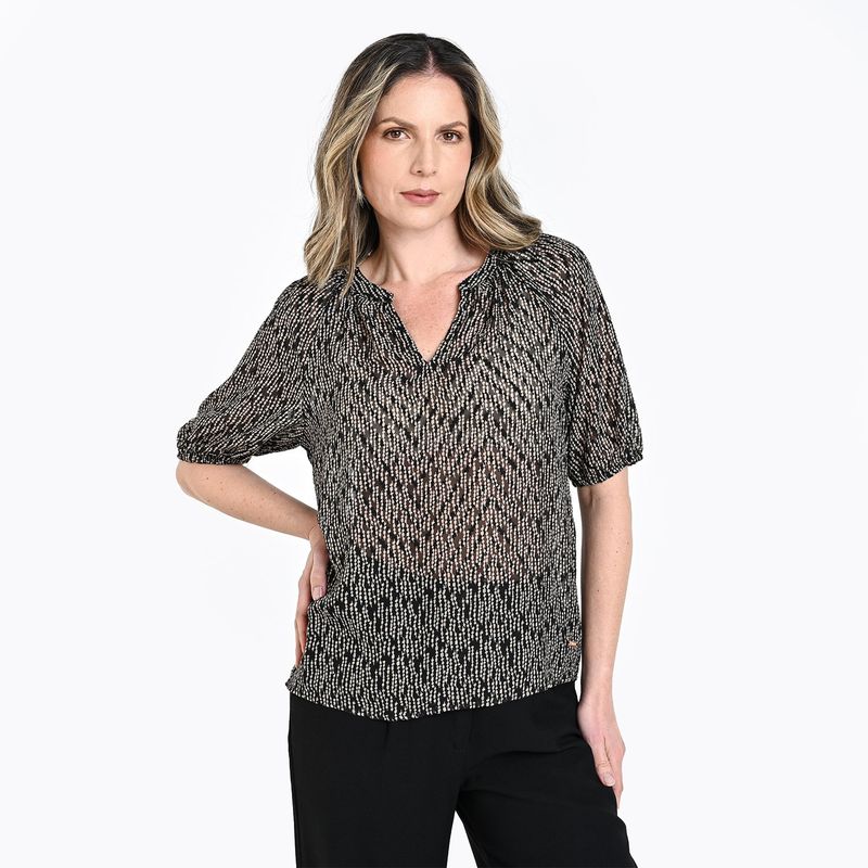 SOUTHLAND - Blusa Mujer con Estampado Manga corta globo Southland