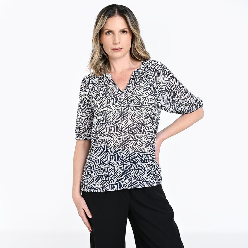 SOUTHLAND - Blusa Mujer con Estampado Manga corta globo Southland