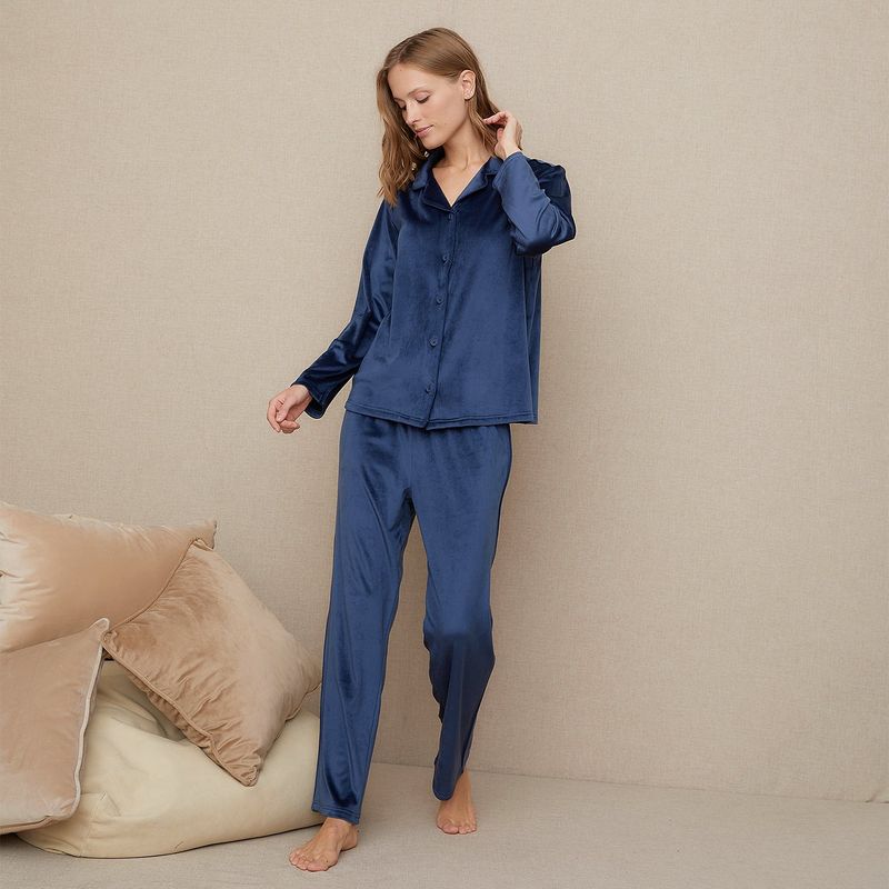 BLU - Pijama completa con pantalón Mujer Largo Manga larga  blu