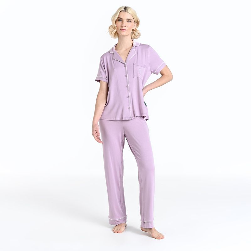 BENETTON - Pijama completa con pantalón Mujer Largo Manga corta de Viscosa Benetton