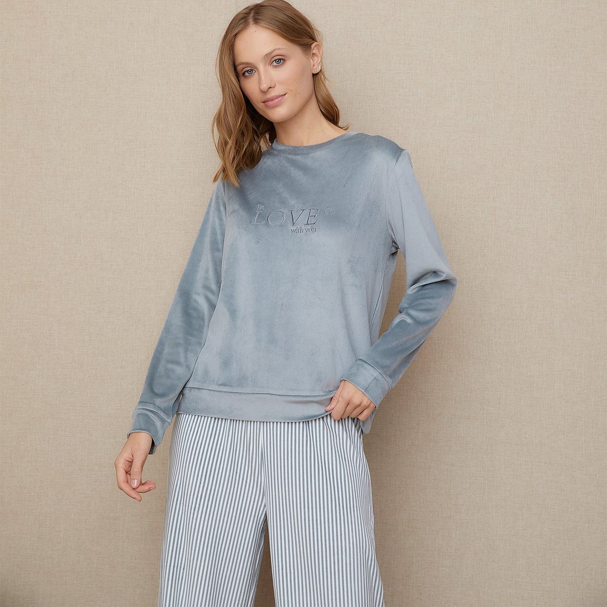 BLU - Camisetas de pijama Mujer Medio Manga larga blu