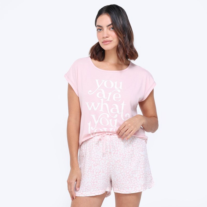 BLU - Conjunto de pijama con short Mujer Corto Manga corta blu