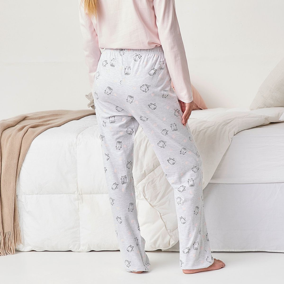 SYBILLA - Pantalón de pijama Mujer Largo de Algodón Sybilla