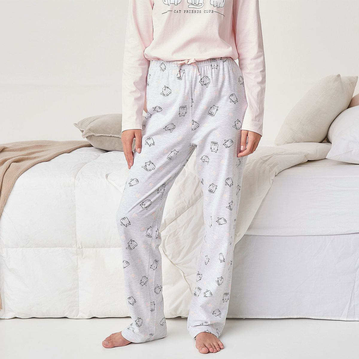 SYBILLA - Pantalón de pijama Mujer Largo de Algodón Sybilla