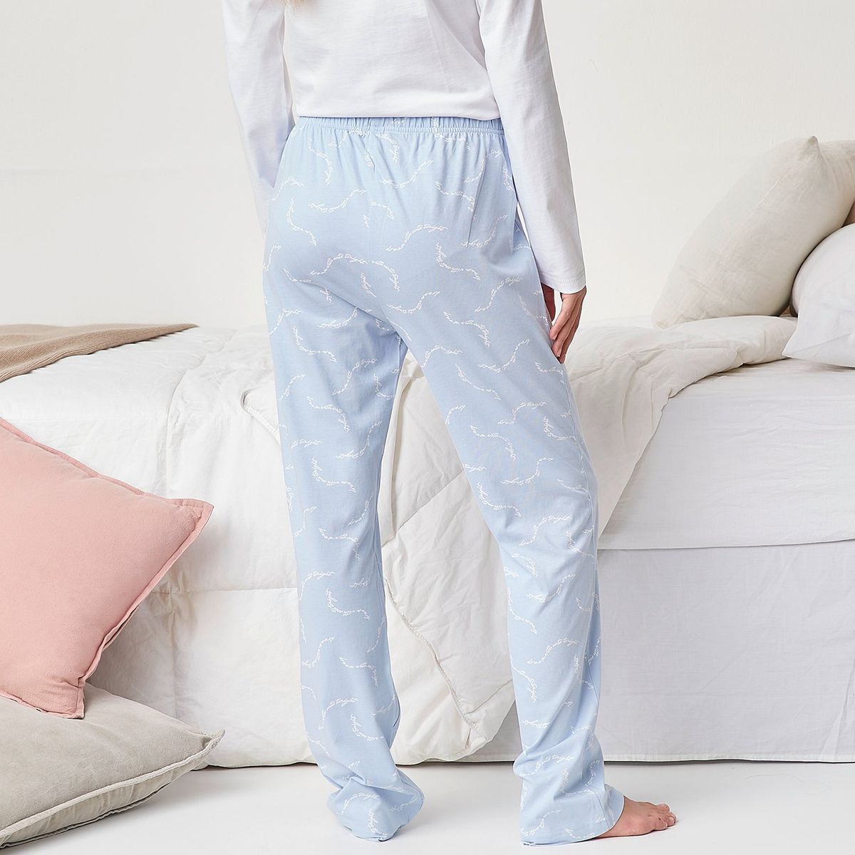 SYBILLA - Pantalón de pijama Mujer Largo de Algodón Sybilla