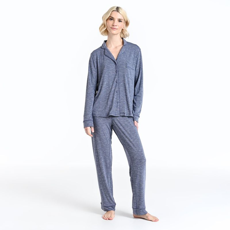 BLU - Pijama completa con pantalón Mujer Largo Manga larga blu