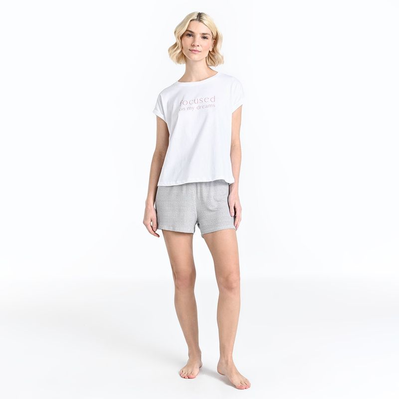 BLU - Camiseta de pijama Mujer Manga corta de Algodón blu