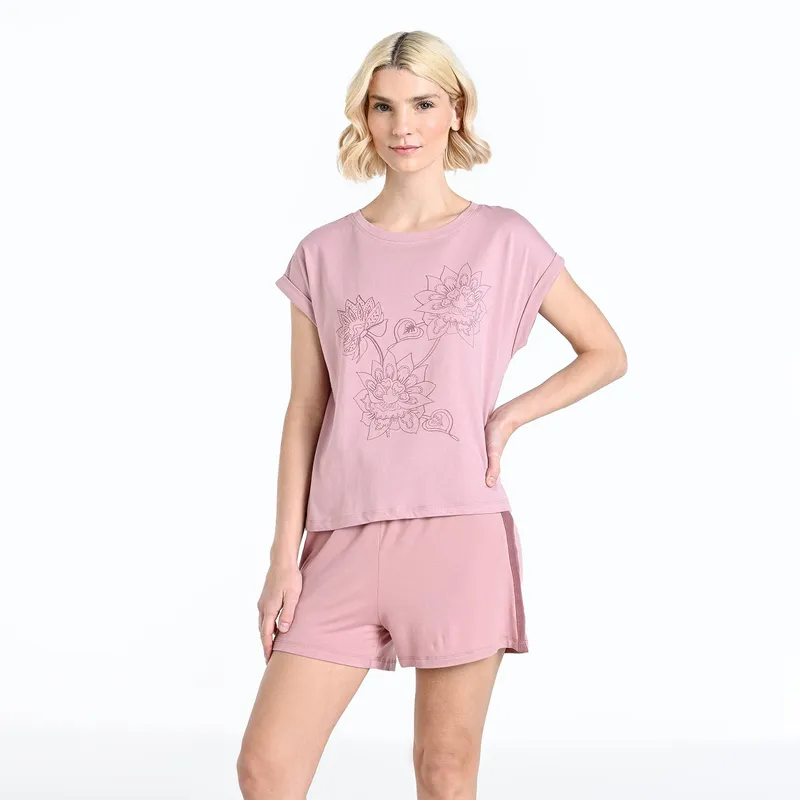 BLU - Camiseta de pijama Mujer Manga corta de Algodón blu