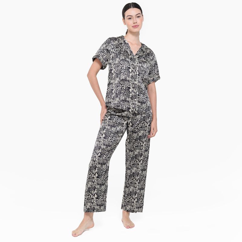 BLU - Pijama completa con pantalón Mujer Largo Manga corta Blu