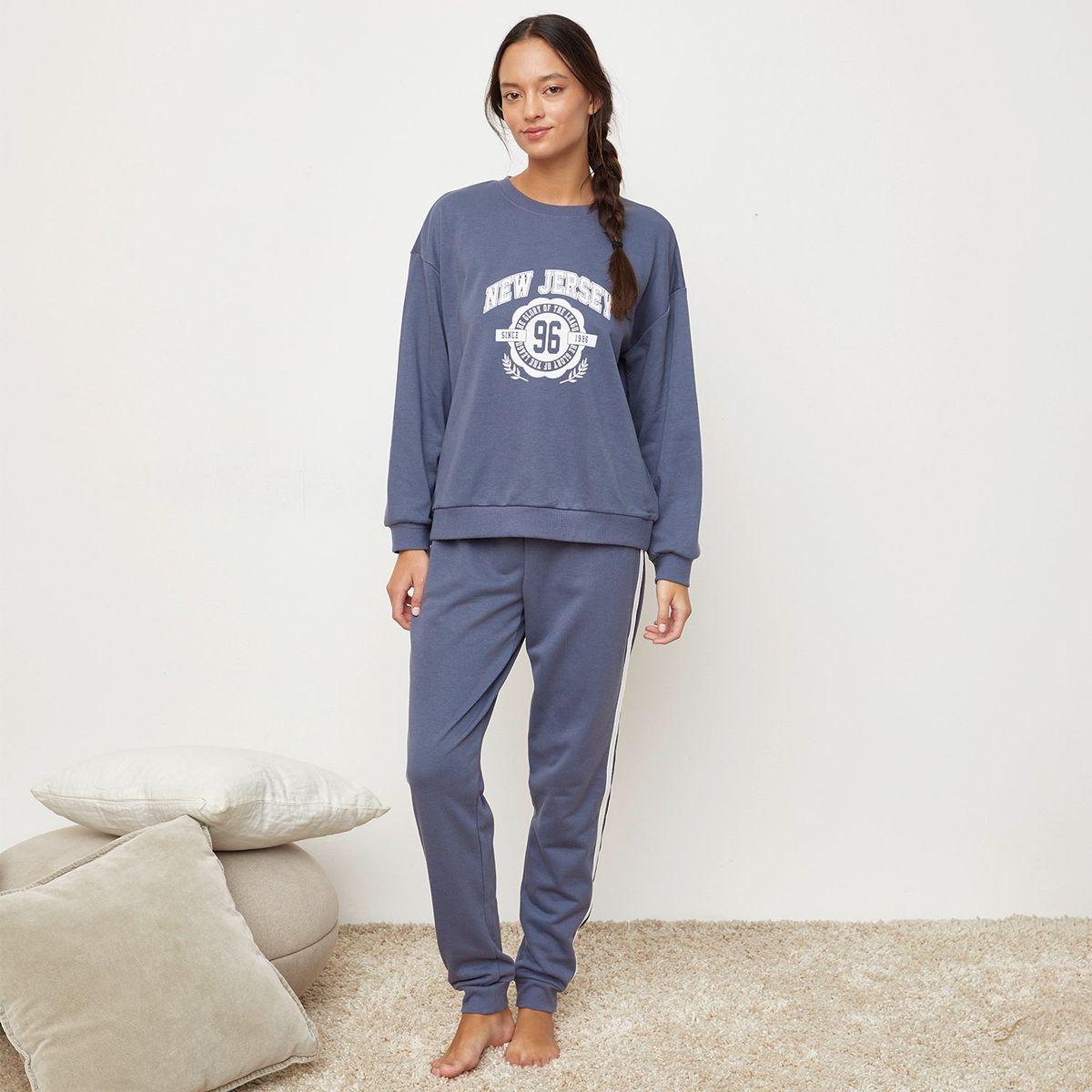 SYBILLA - Conjunto de pijama con pantalón Mujer Largo Manga larga de Algodón Sybilla